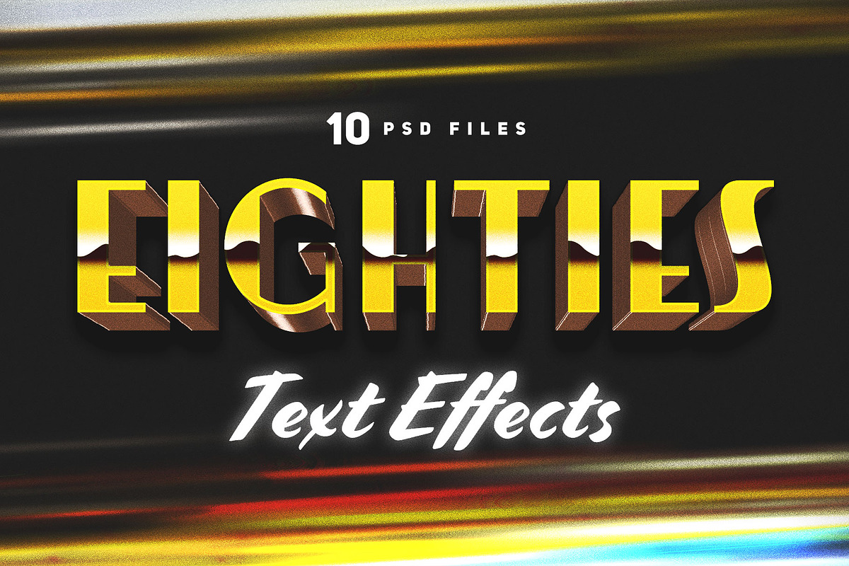 80s Text and Logo Effects, a Layer Style Add-On by MahmoudWally (Photo 1 of 12)