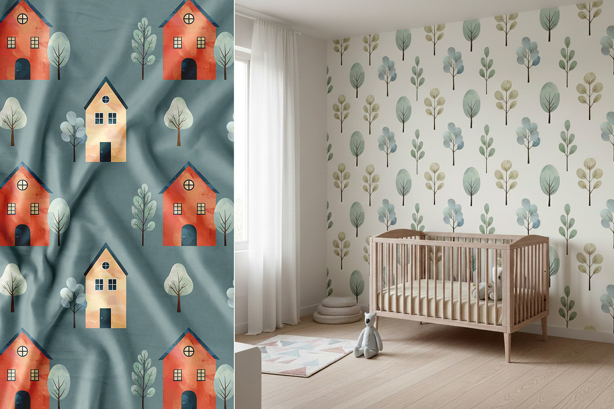 Scandi Houses Watercolor Clipart Set, an Illustration by Hanna's ArtLab (Photo 7 of 8)