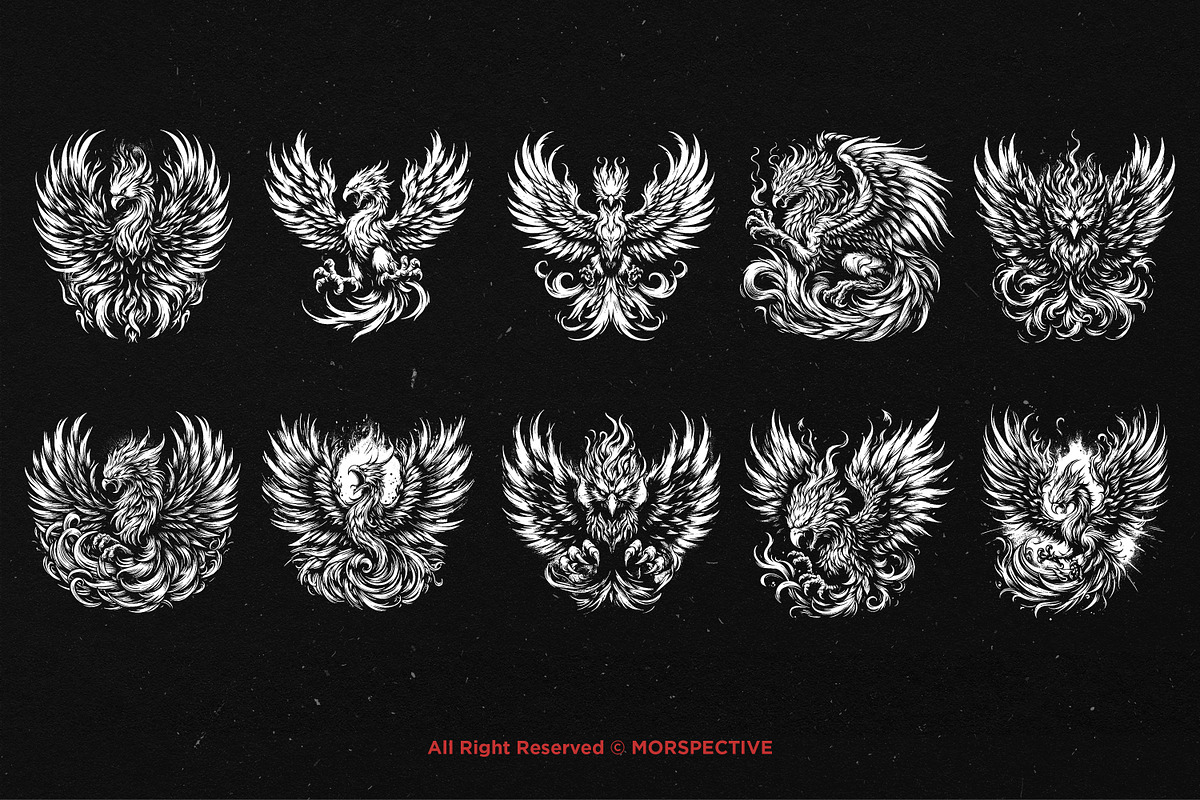 10 Bundle Dark Art Phoenix Flaming, an Illustration by Morspective (Photo 6 of 7)