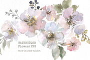 Light Watercolor Spring Flowers Png, a Decorative Illustration by GraphicsDish (Thumbnail 1 of 3)