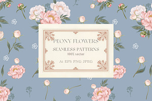 Pink peony vector patterns