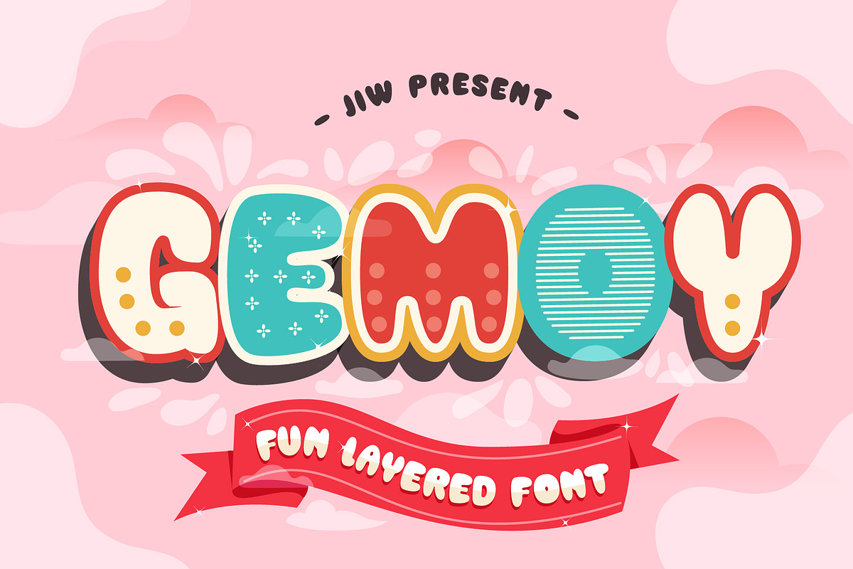 GEMOY - Fun Layered Font, a Font by StoricType (Photo 1 of 14)