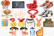 Watercolor Basketball Clipart Set, a Sport Illustration by CropUp Creative (Thumbnail 3 of 4)