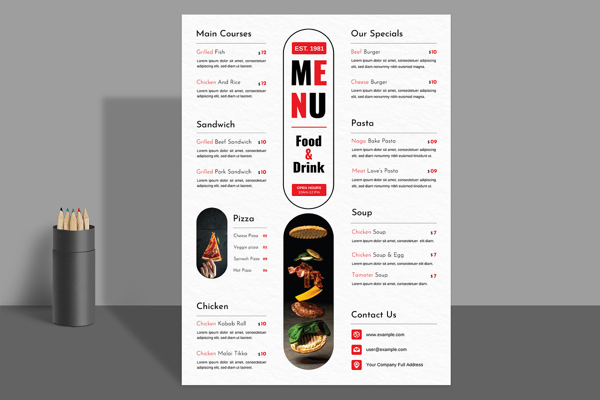 Clean Food Menu Template, a Stationery Template by ContestDesign (Photo 3 of 3)