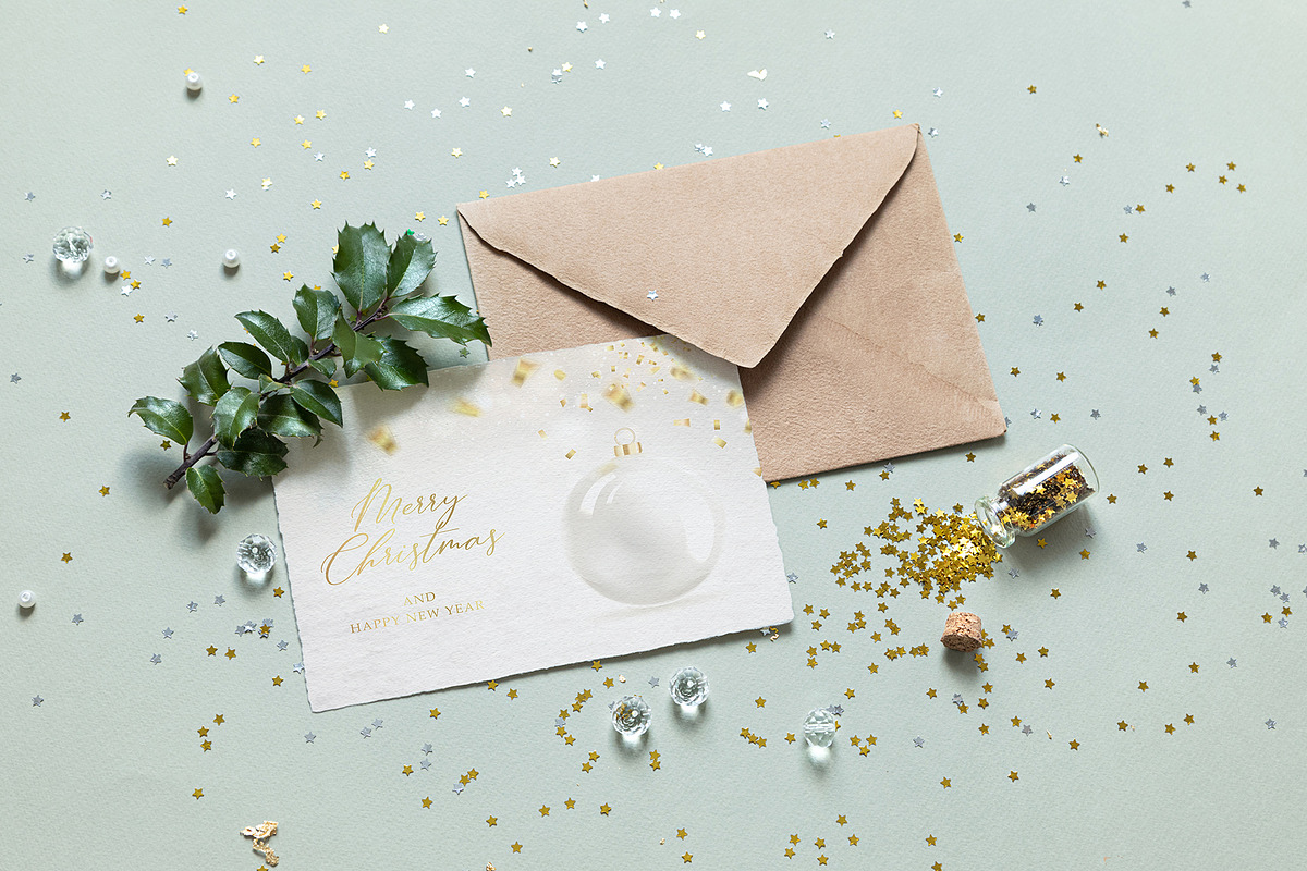 Holly Christmas Mockup, a Print Template by Kotkoa Studio (Photo 3 of 4)