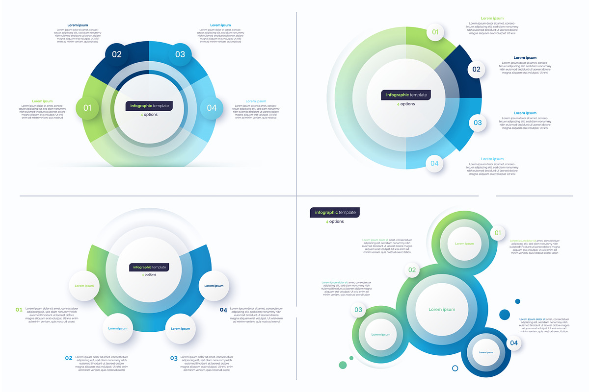Set of four option circle, a Work Illustration by rikkyal