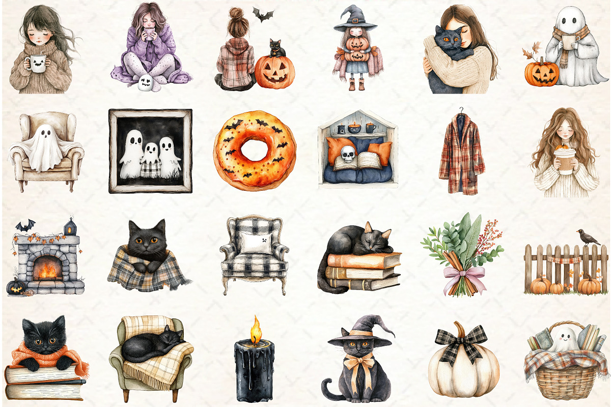 Creepy and Cozy Halloween Clipart, an Illustration by Libby Wishes (Photo 2 of 5)
