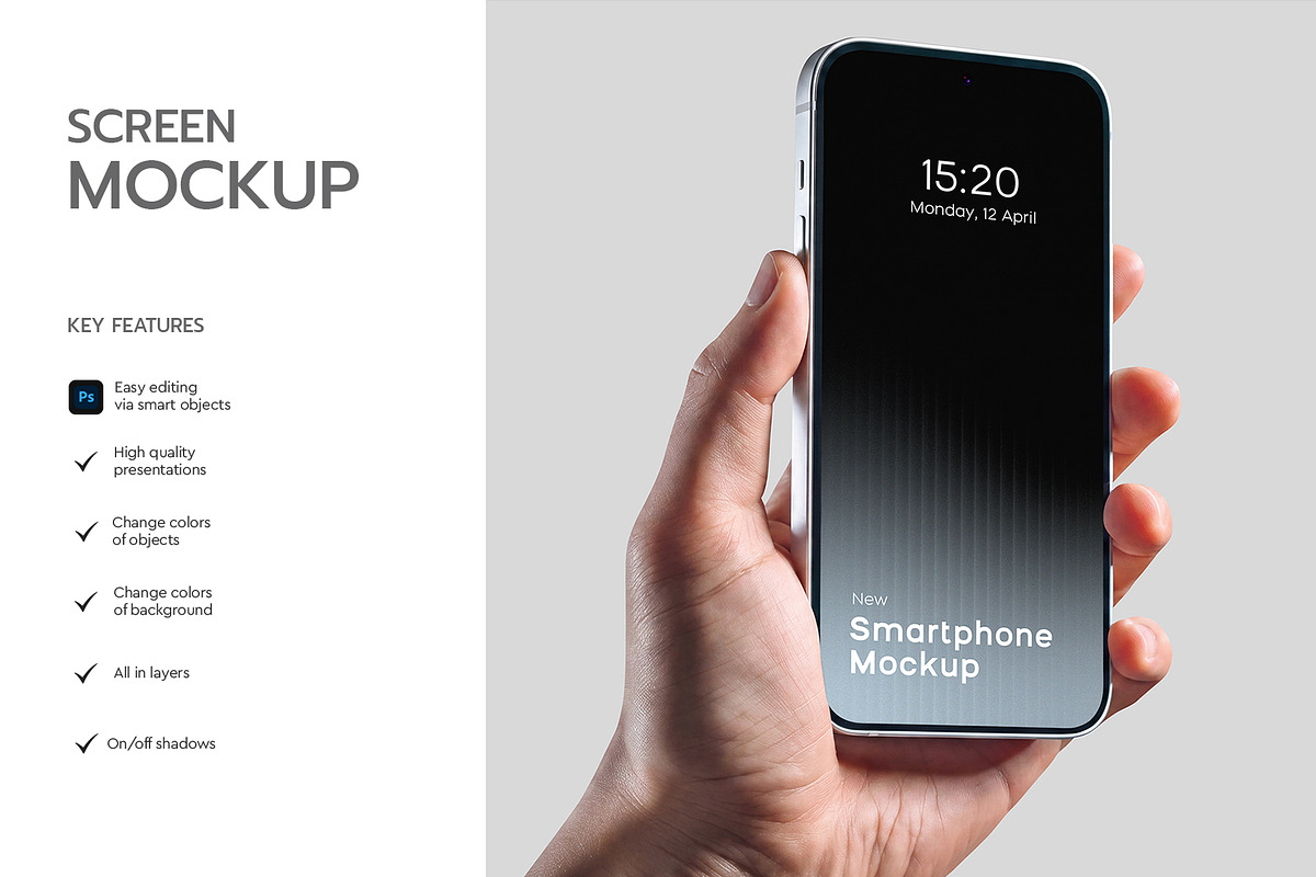 Hand Holding Smartphone Mockup PSD, an iPhone Mockup by graphypix (Photo 2 of 4)