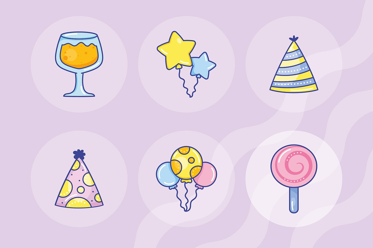 Birthday Festive Party Icons Set, a Templates & Theme by studiogstock (Photo 2 of 4)