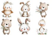 Spring Clipart Floral Watercolor Set, an Illustration by Designworld (Thumbnail 3 of 6)