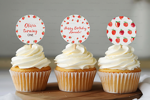 Circle Topper Mockup, Blank Cupcake