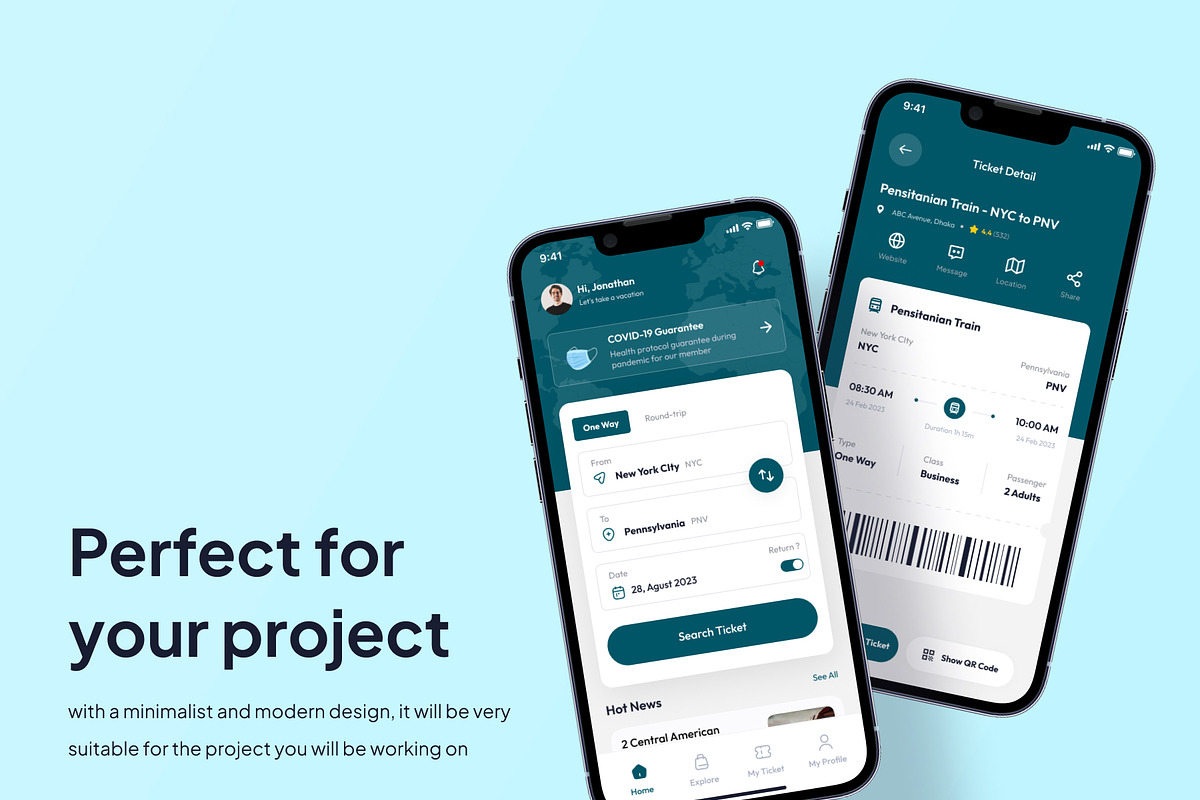 Pegitrain - Train Booking Ticket App, an UI Kit Template by Minialis (Photo 3 of 6)