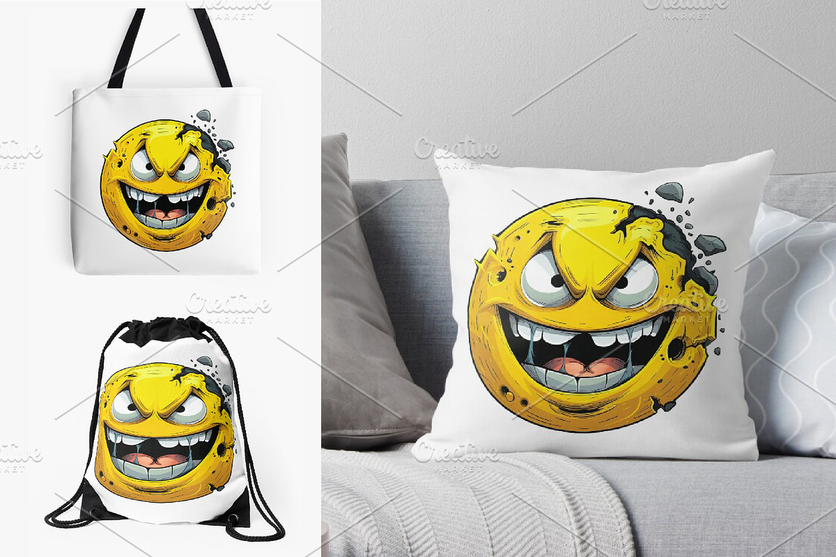Evil Smileys Face. TShirt Sticker., a Decorative Illustration by KENO Mascots (Photo 6 of 6)