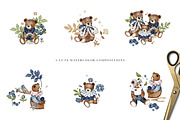 Blueberry Teddy Bears Watercolor Set, an Animal Illustration by Pati Paints (Thumbnail 3 of 12)