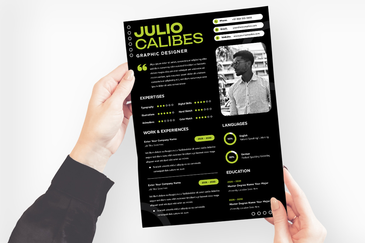 Black Resume CV, a Resume Template by iDoodle Studio (Photo 3 of 4)