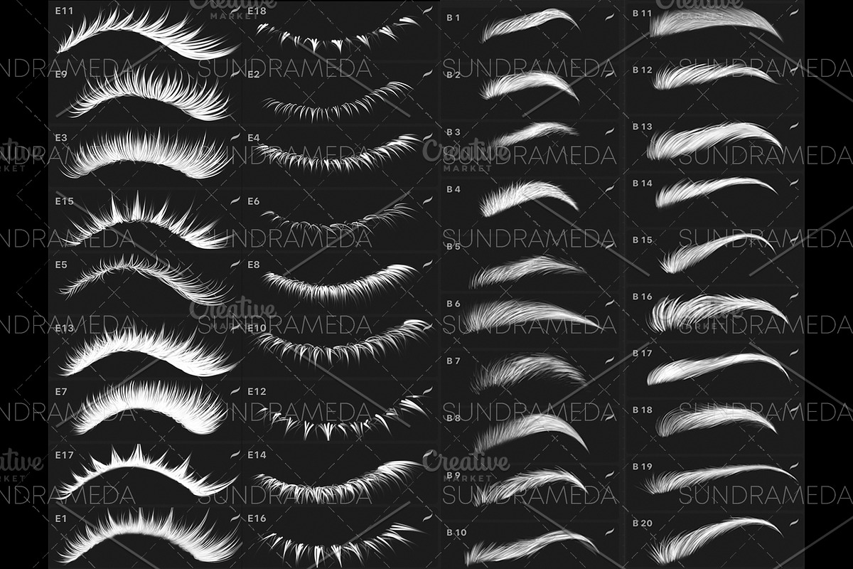 Procreate Eyelash & Eyebrow Stamps, a Brush Add-On by sundrameda (Photo 2 of 6)