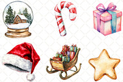 Funny Christmas Watercolor Clipart, an Illustration by Black Bird Studio (Thumbnail 4 of 6)