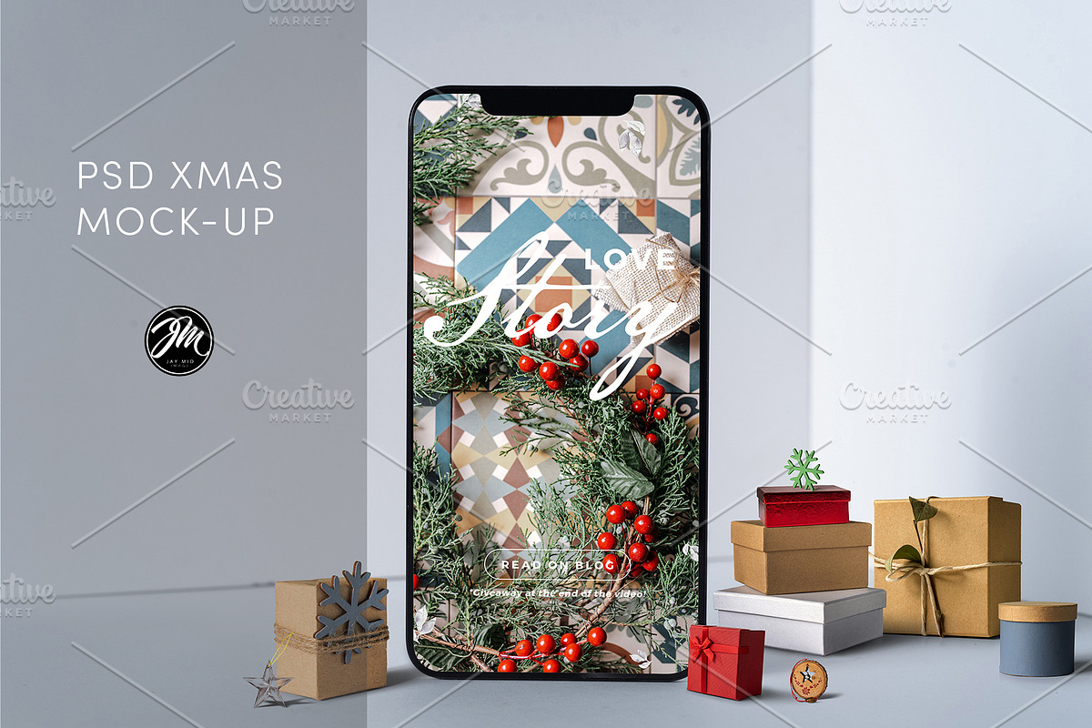 Mock up xmas screen phone, a Device Mockup by JAY MID IMAGE (Photo 1 of 5)