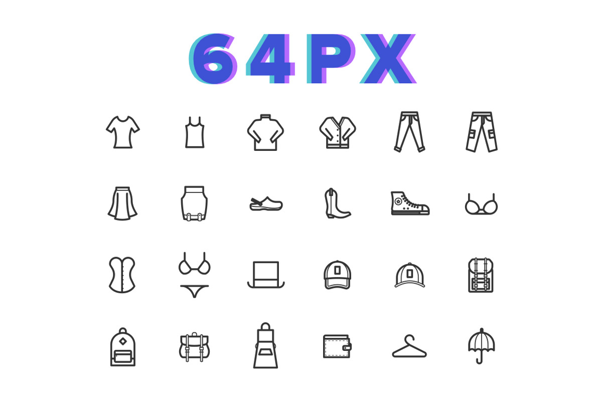 Clothes & Apparel Icons Vol 01, an Outline Icon by Pixel Sauce™ (Photo 3 of 4)