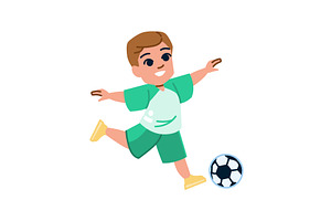 Happy child kicking soccer ball, a Sport Illustration by pikepicture