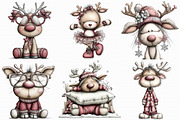 Whimsical Reindeer Clipart, an Illustration by Libby Wishes (Thumbnail 2 of 6)