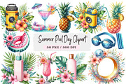 Summer Pool Day Clipart, a Seasonal Illustration by DreamArtGraphic (Thumbnail 1 of 4)