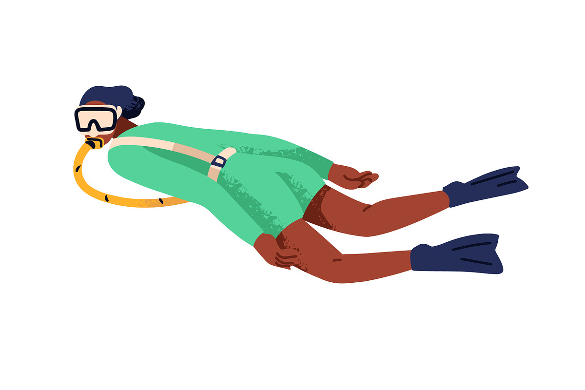 Divers set. Underwater scuba diving, a Person Illustration by Good Studio (Photo 4 of 5)