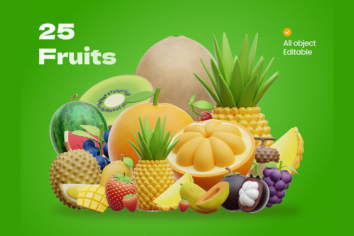 Fruits 3D Icons, an Object 3D Model by Rakata Studio (Photo 5 of 6)