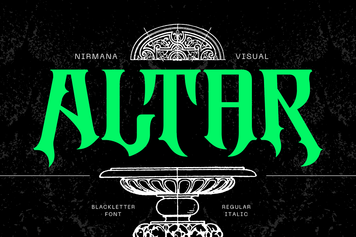 Blackletter Logo Font - Altar Gothic, a Blackletter Font by Nirmana Visual (Photo 1 of 10)