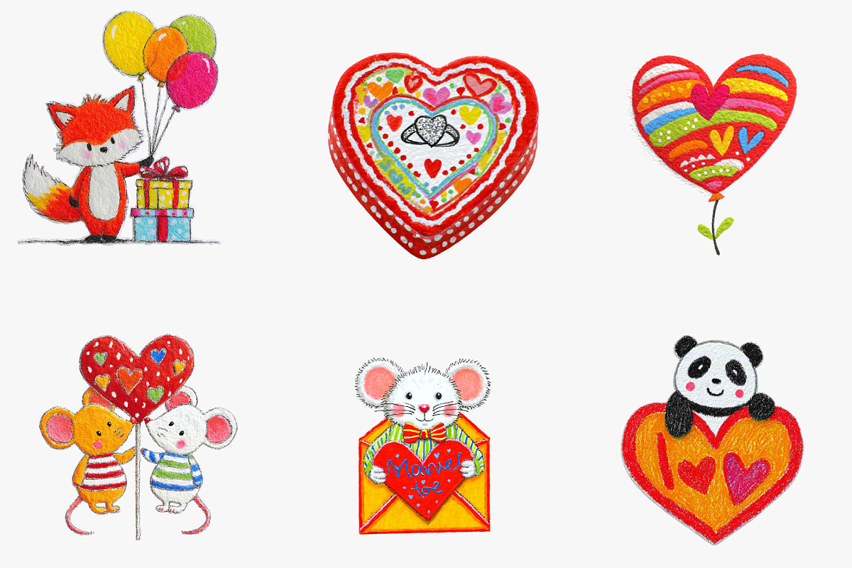 Vintage Cute Valentine's Day Clipart, an Illustration by CreationArt (Photo 4 of 7)