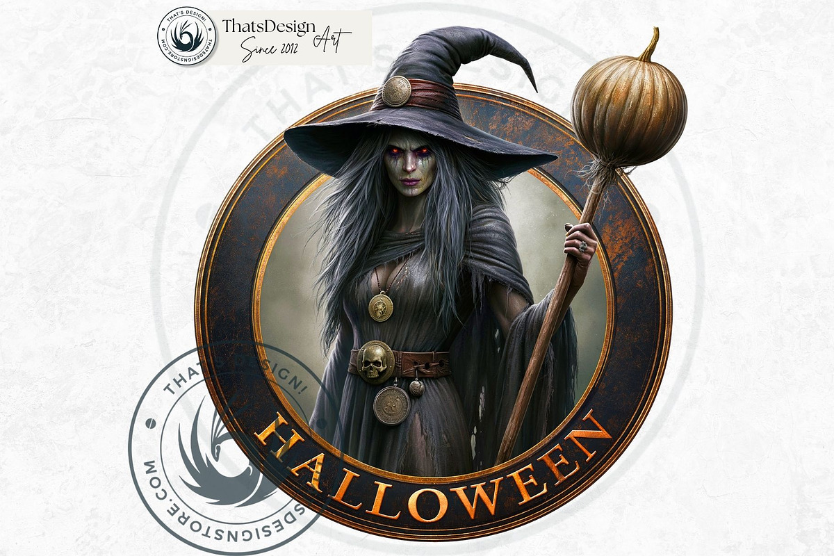 Halloween Witches Medaillons, a Seasonal Illustration by ThatsDesignArt (Photo 12 of 16)