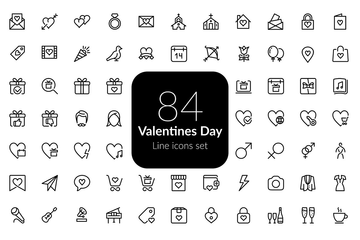Valentines Day line icons set, an Outline Icon by AIWD (Photo 1 of 2)