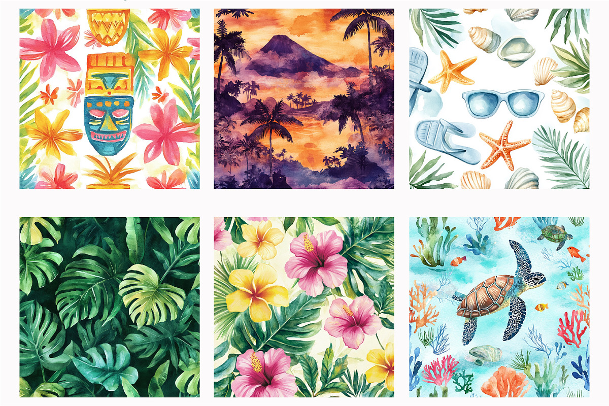 Summer Hawaii Seamless Patterns, a Pattern Graphic by Design Market (Photo 3 of 3)