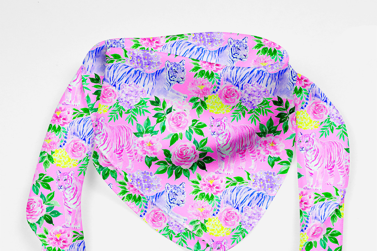 Seamless Colourful Tiger Patterns, a Pattern Graphic by The Preppy Artist (Photo 7 of 11)