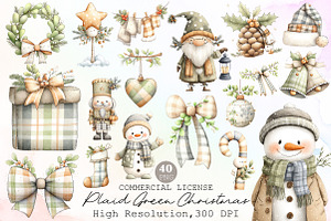 Plaid Green Christmas Clipart, an Illustration by Sublimation Artist