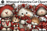 Whimsical Valentine Cat Clipart, an Illustration by Daily.Designs (Thumbnail 1 of 8)