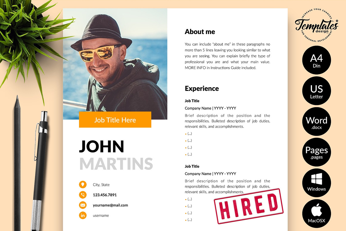 Modern Resume Design / CV - John, a Resume Template by Templates Design Co. (Photo 1 of 17)