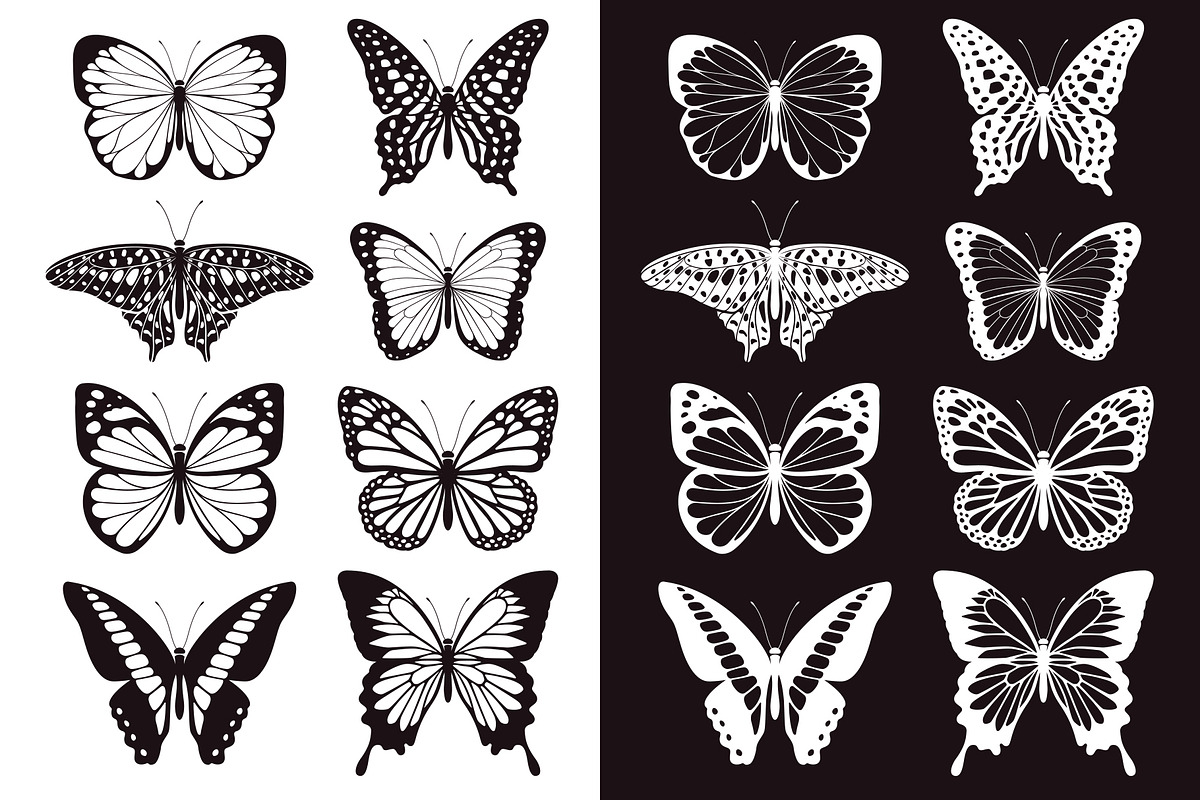 Butterfly Silhouette Icons, an Object Graphic by Graphixmania