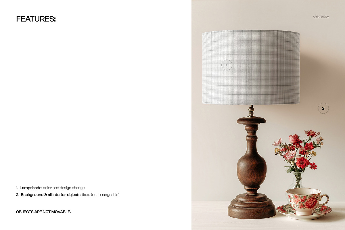 Table Lamp with Drum Shade Mockup, a Household Mockup by creatsy5 (Photo 3 of 5)