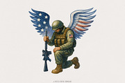 American Soldier Angel Man Praying, an Illustration by SharpMarketplace (Thumbnail 1 of 9)