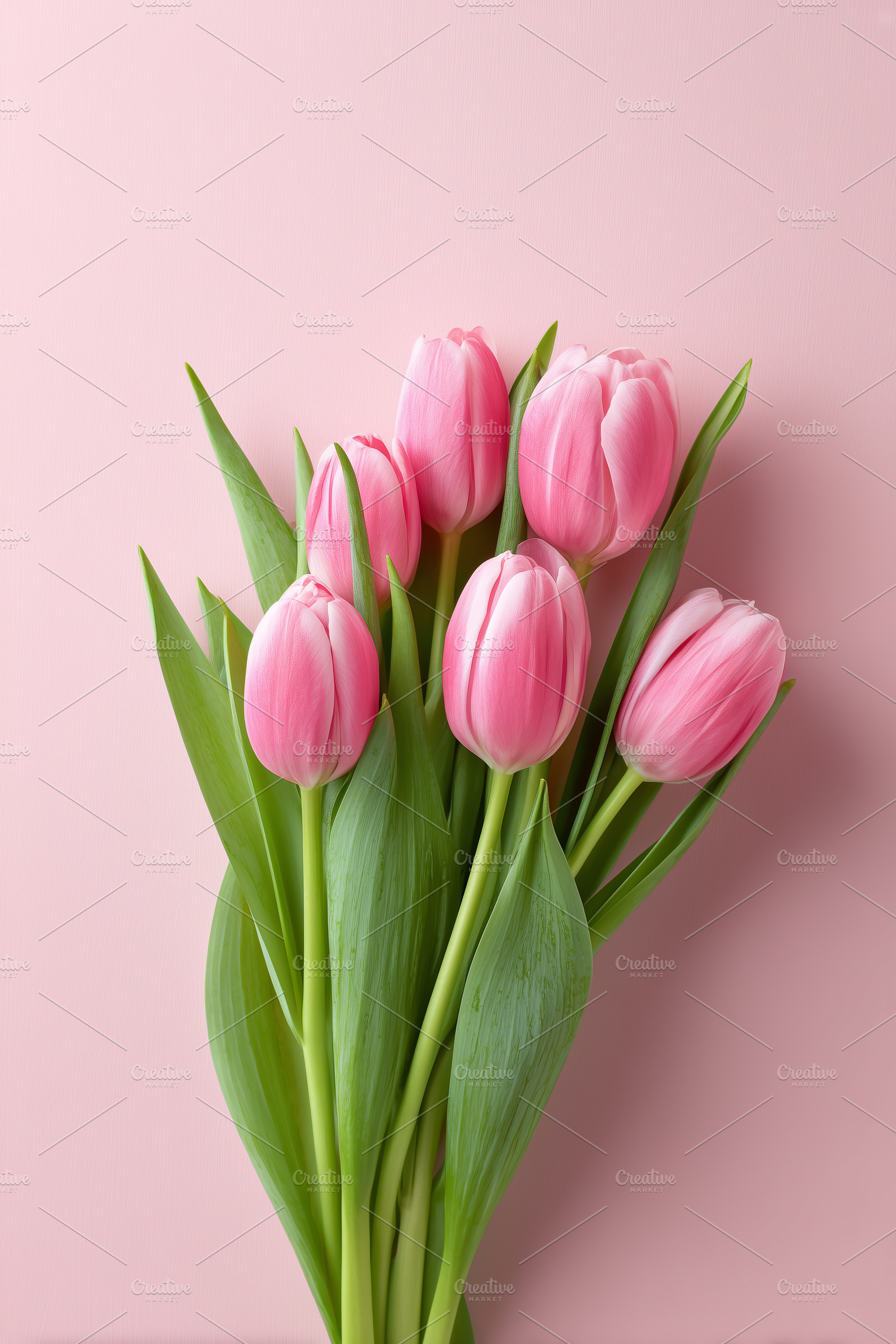 Bouquet of fresh pink tulips with, a Nature Photo by MistyDay