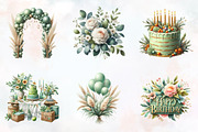 Boho Sage Green Birthday Clipart, an Illustration by RobertsArt (Thumbnail 5 of 8)