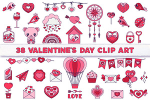Valentine's Day Retro clip art set