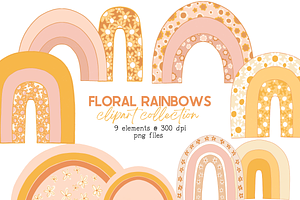 Retro Boho Rainbow Clipart