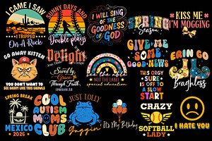 Trendy Retro Slogan T-Shirt Bundle