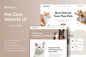 PetPals - Pet Care Website, an UI Kit Template by peterdraw