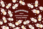 Snowman Retro Christmas Clip Art, a Decorative Illustration by tchastudio (Thumbnail 1 of 5)