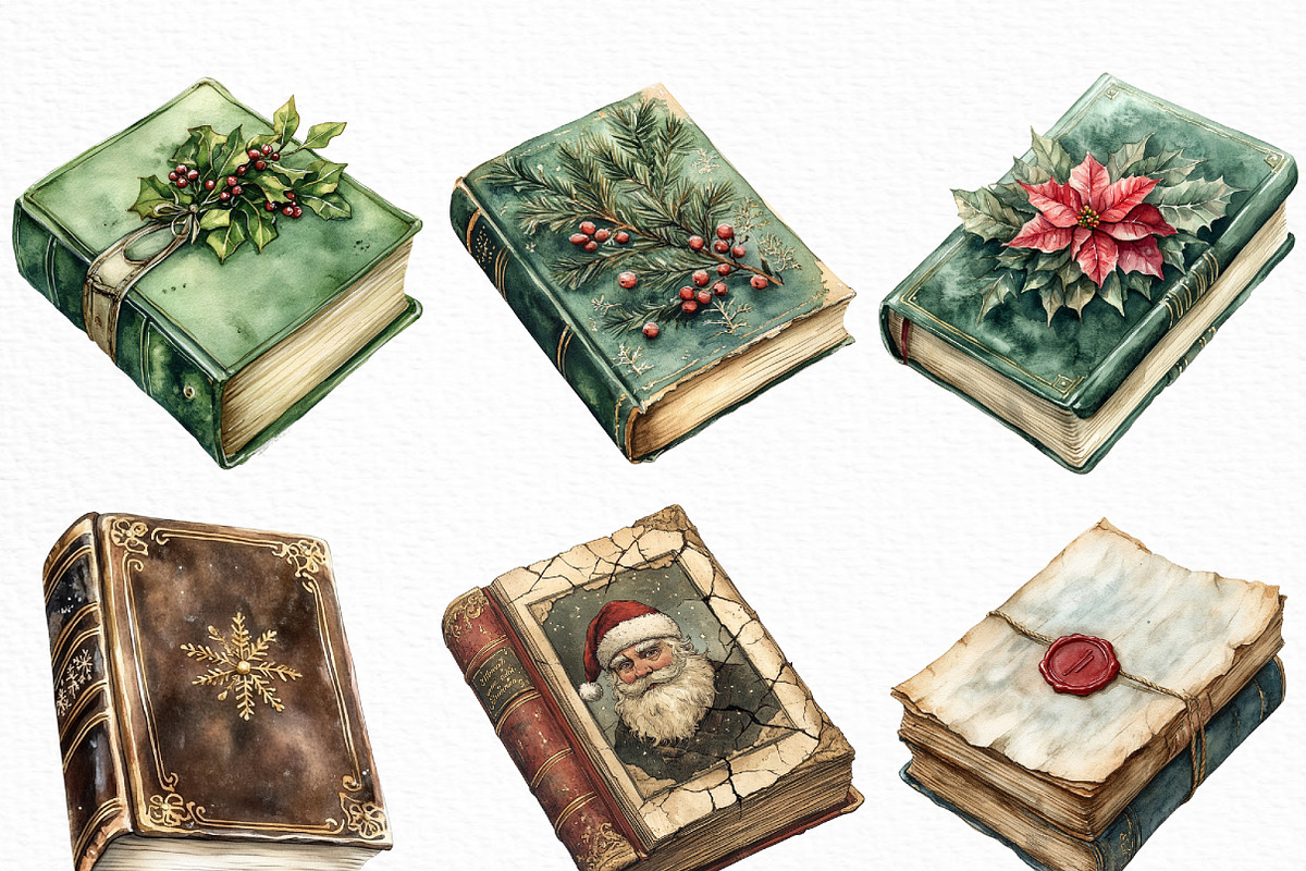 Vintage Book Christmas Sublimation, an Illustration by Craft Nest (Photo 3 of 6)
