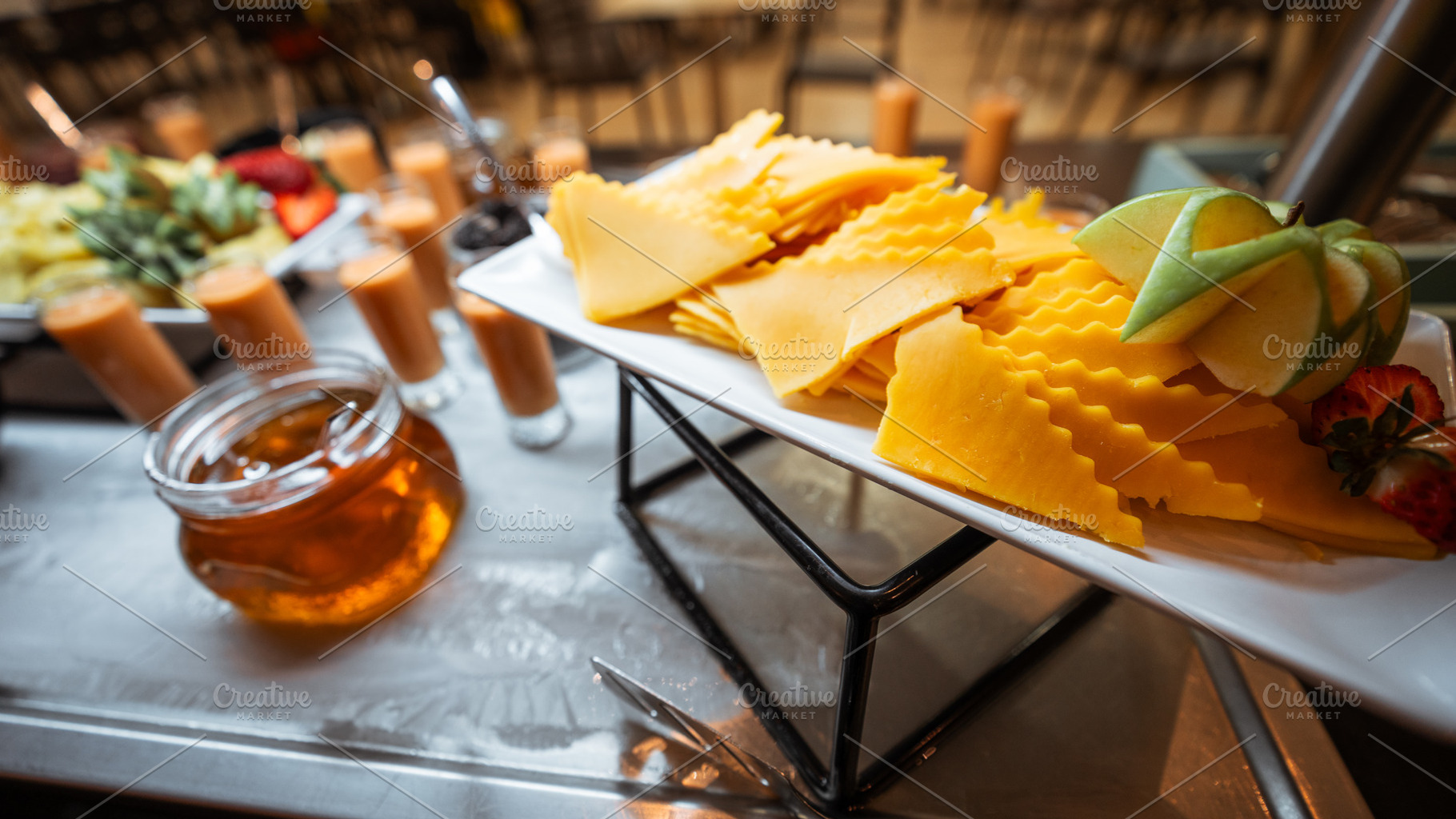 Cheddar cheese platter with garnish, a Food & Drink Photo by SkyNext
