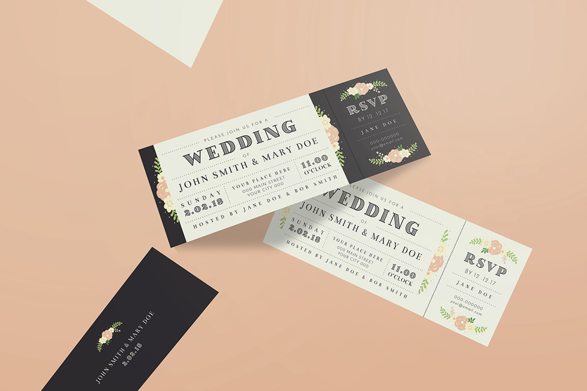 Wedding Invitation Ticket, an Invitation Template by Guuver (Photo 2 of 3)